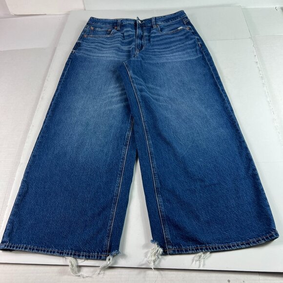 American Eagle Jeans Women's 31x24* Super High Rise Baggy Wide Leg Denim Tag 8 S - Picture 1 of 16